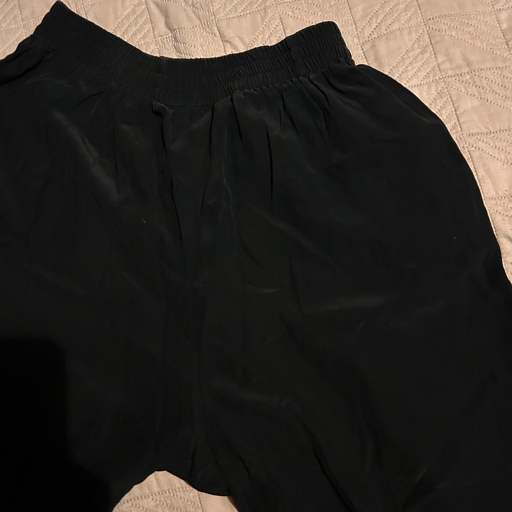 I.B. Diffusion Vintage 100% Silk Black Studded Pocket Wide Leg Pants 8 - Picture 3 of 5